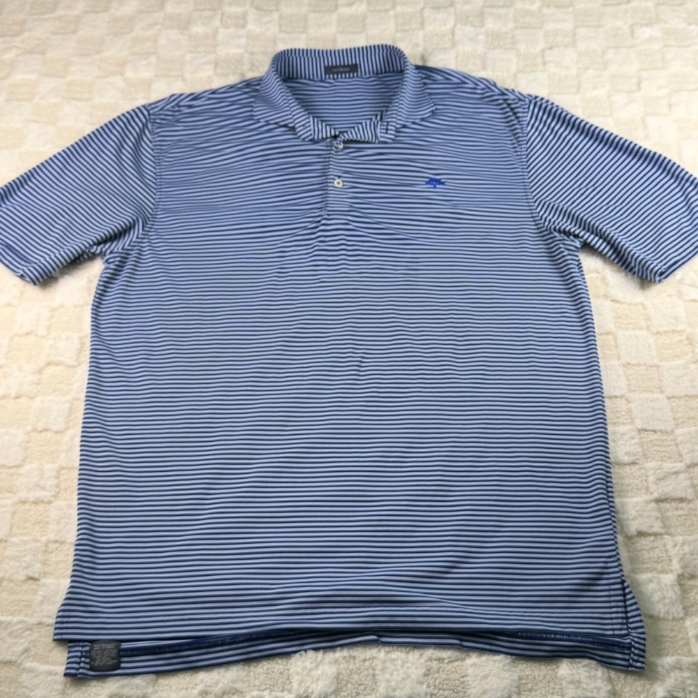 TurtleSon Men's Blue Striped Polo Shirt Golf Casual Short Sleeve‎ Size L